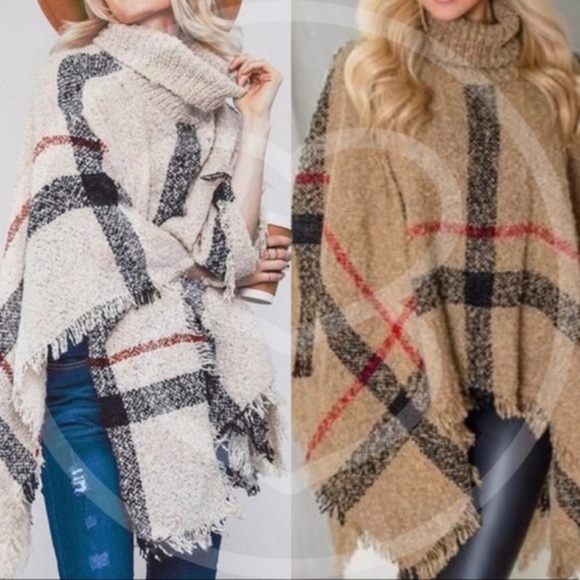 MARI Plaid Autumn Feels Poncho   - Picture 3 of 8